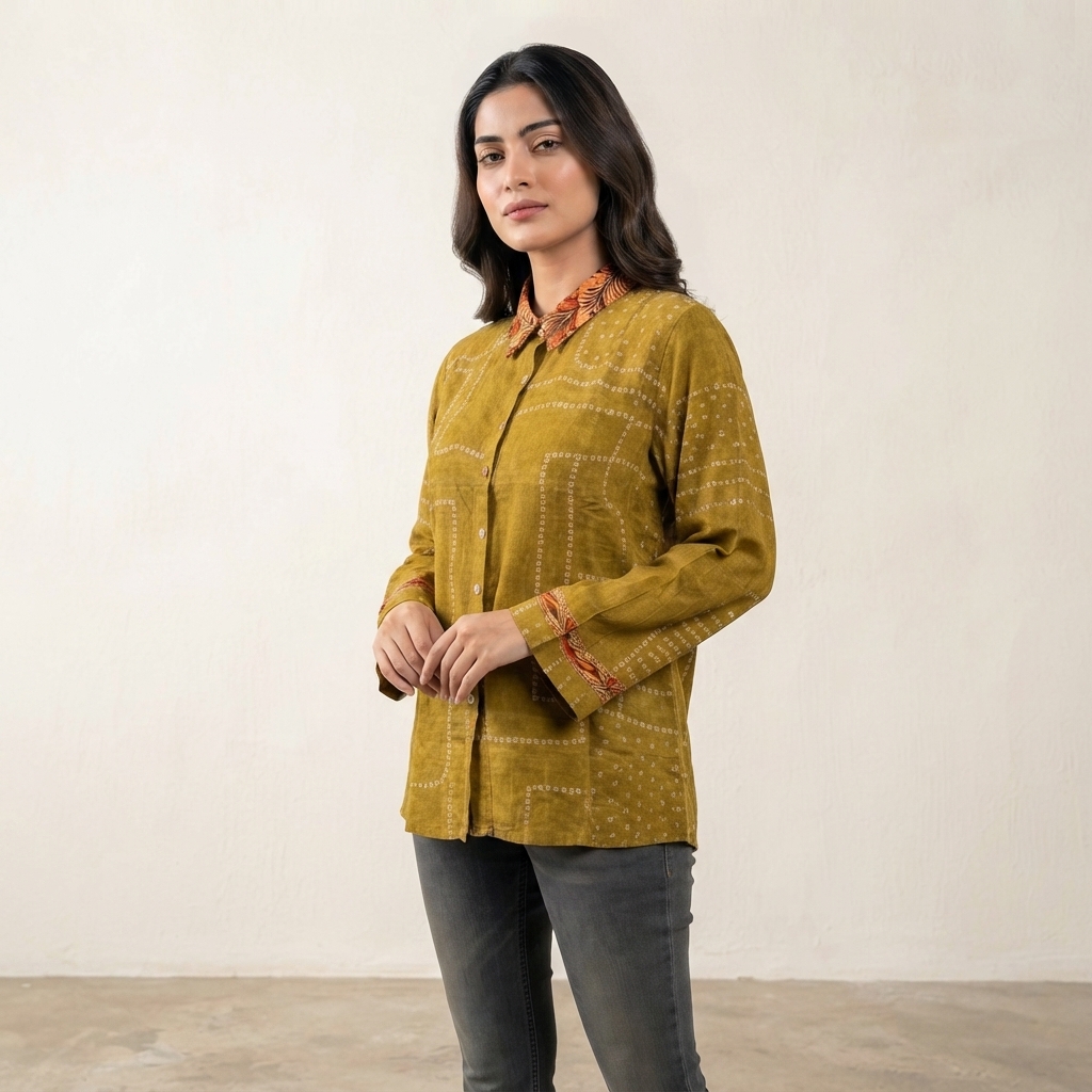 Bandhani With Kalamkari Shirt thumbnail 4