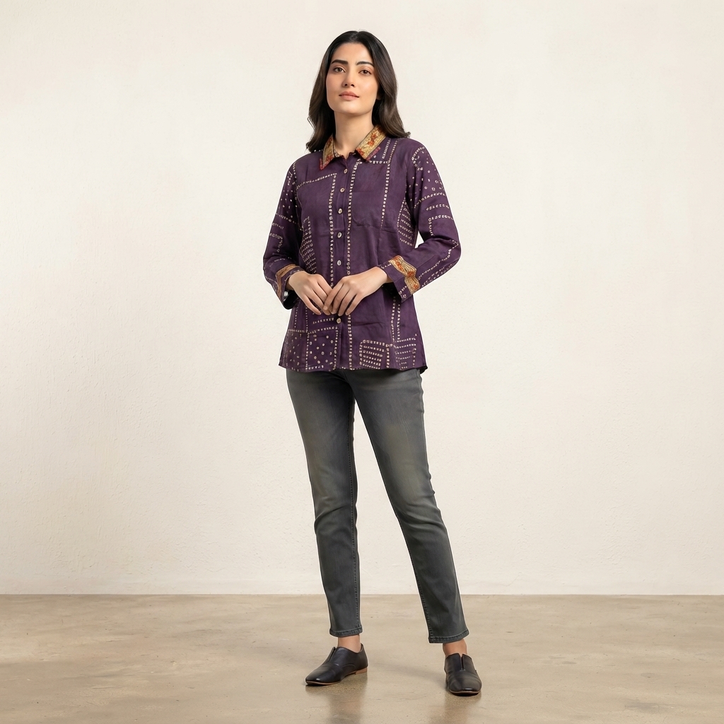 Bandhani With Kalamkari Shirt thumbnail 4