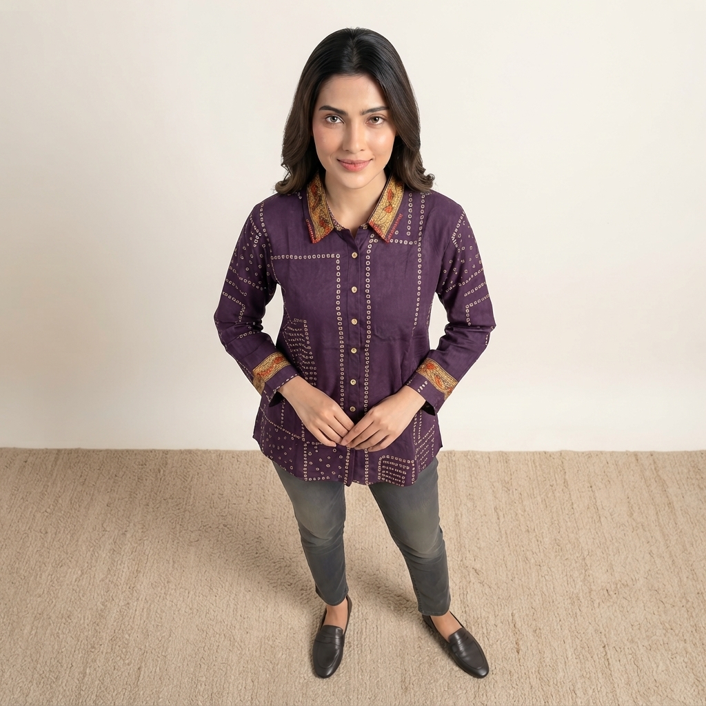 Bandhani With Kalamkari Shirt alternate view